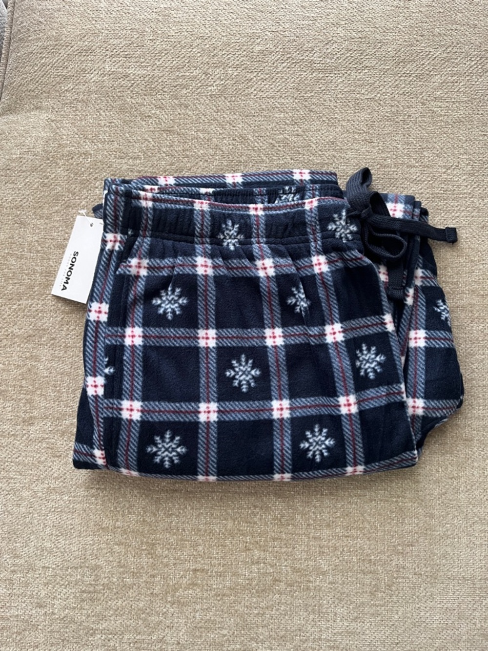 L, Sonoma, Plaid Fleece Sleep Pants w/ Snowflake Print